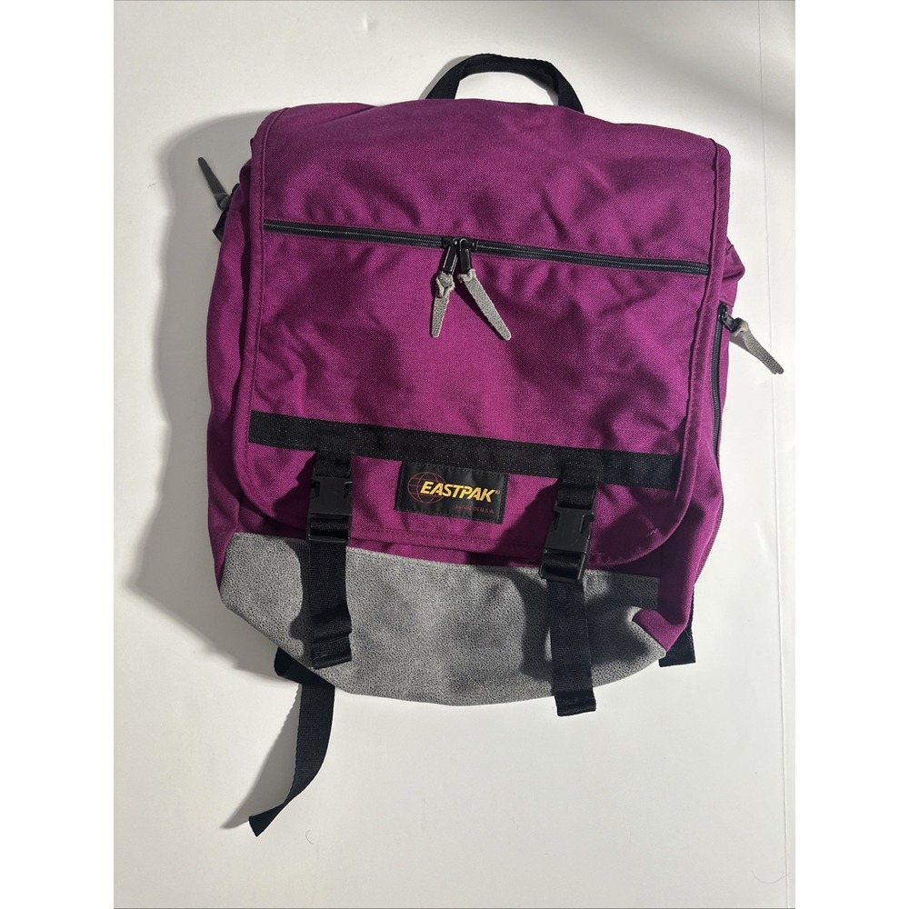Vintage Eastpak Delegate Messenger Bag Suede/Leather Bottom USA Pink/purple